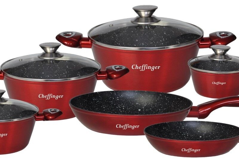 Cheffinger Pannenset FA-10 RED inductie / keramisch / gas